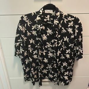 Saint Laurent short sleeved floral silk Button Up Shirt - size 43